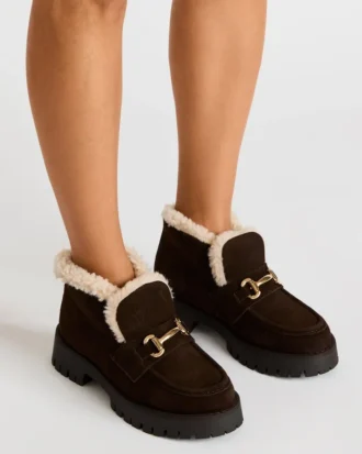 Leon Faux Fur Chocolate Brown Suede