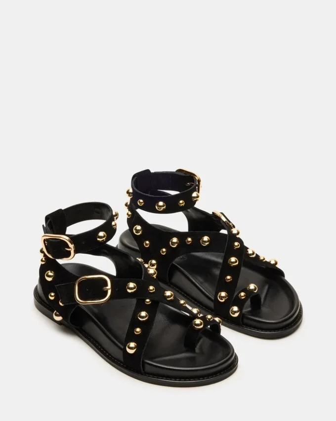 Linear svart semsket skinn