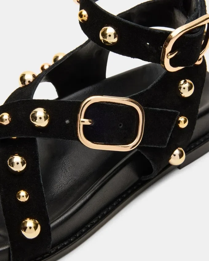 Linear svart semsket skinn