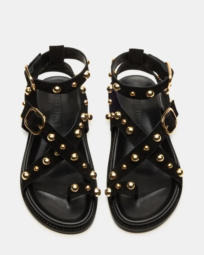 Linear svart semsket skinn