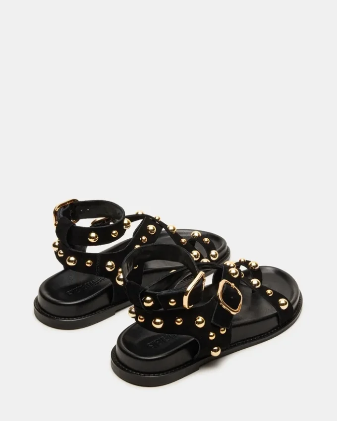 Linear svart semsket skinn