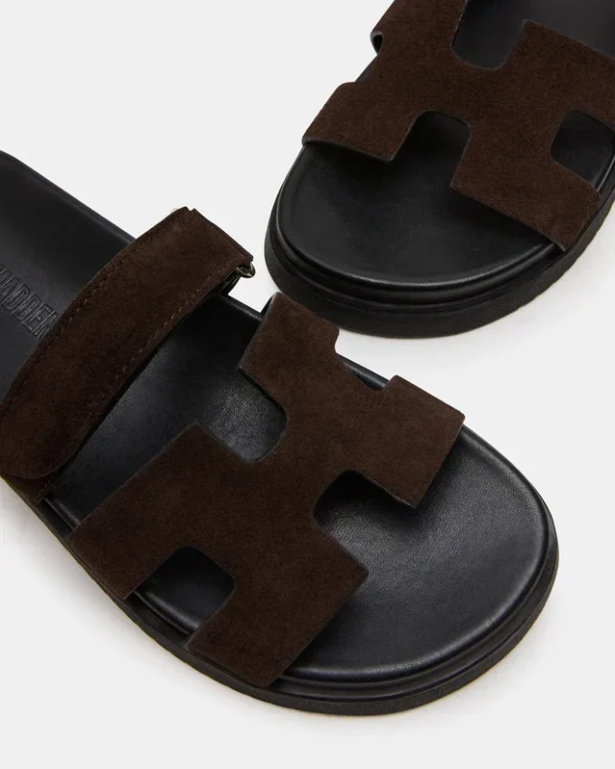 Mayven sjokoladebrun semsket skinn