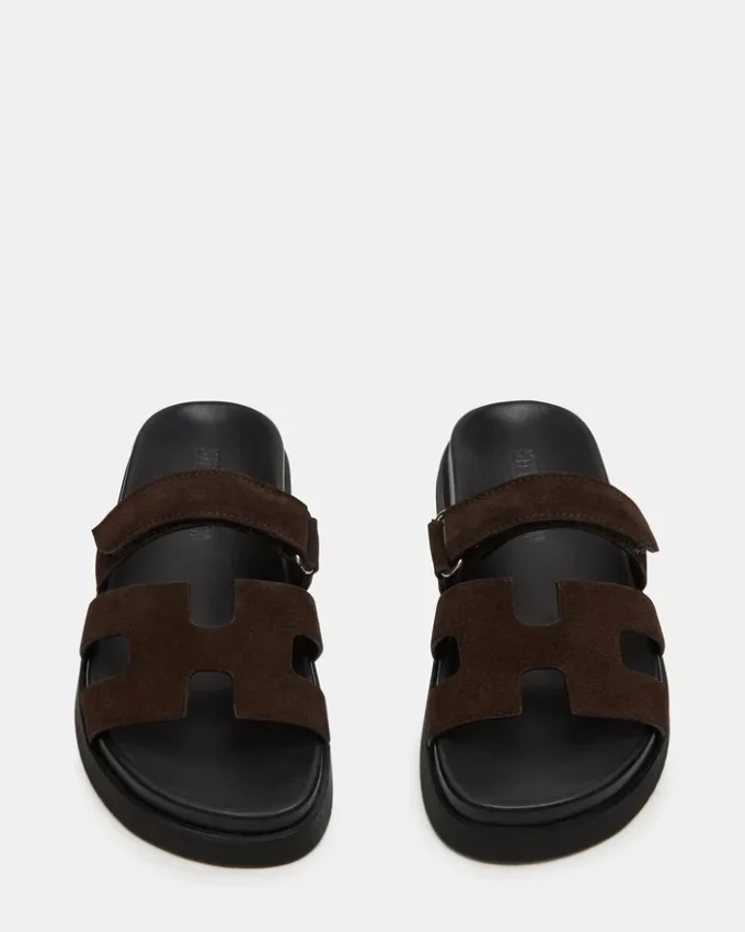 Mayven sjokoladebrun semsket skinn