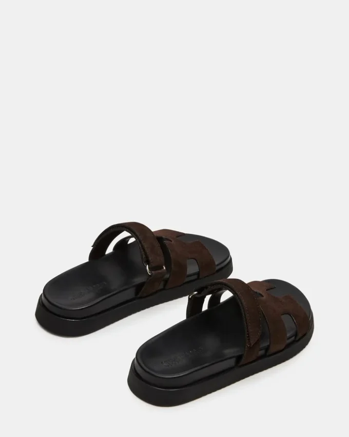 Mayven sjokoladebrun semsket skinn