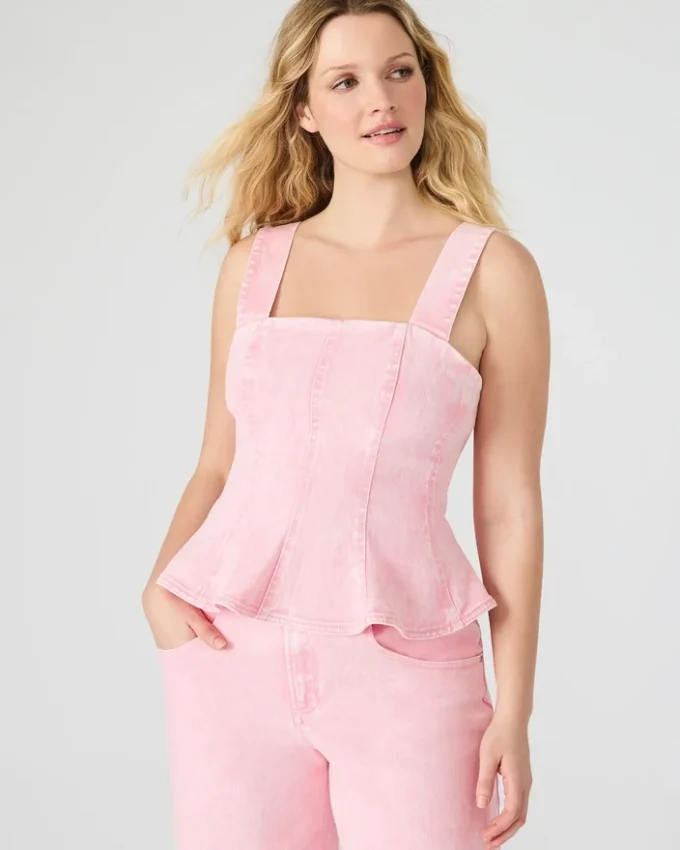 Penelopi denim-top i rosa