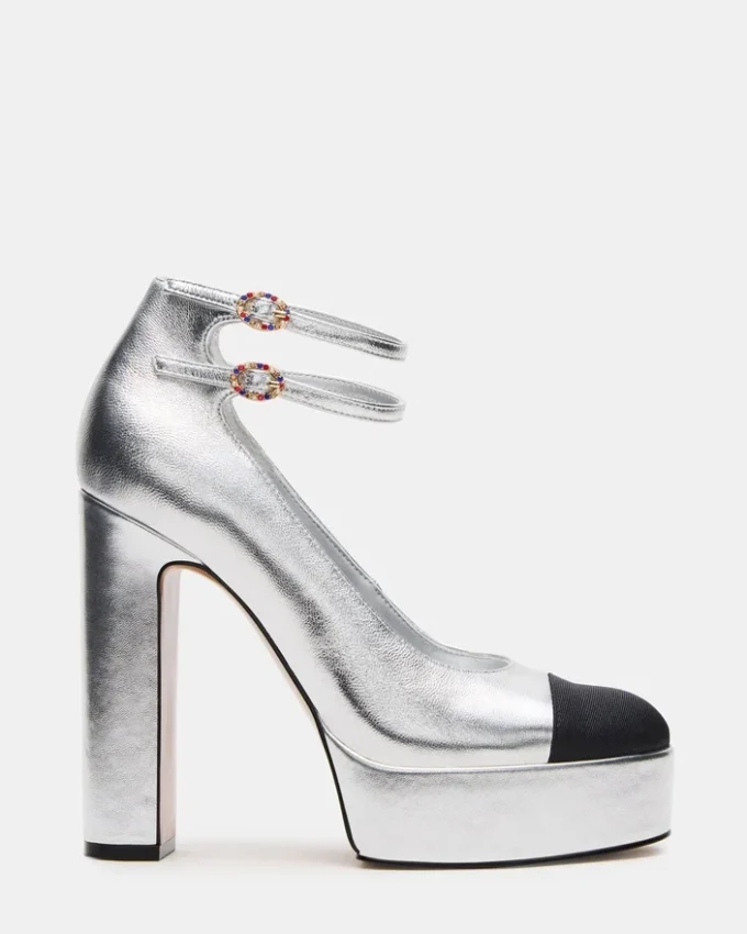 Peyton sølvfarget skinn