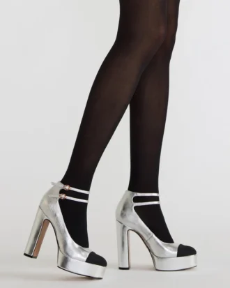 Peyton sølvfarget skinn