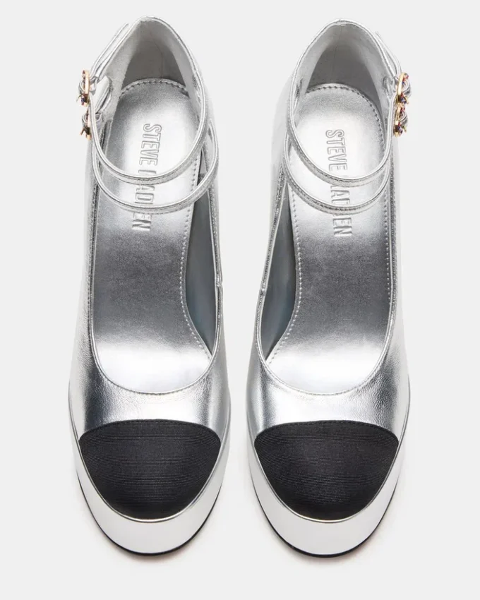 Peyton sølvfarget skinn