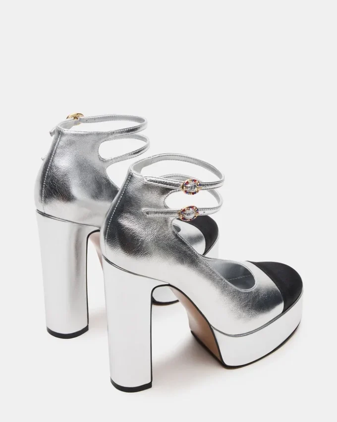 Peyton sølvfarget skinn