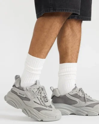 Possess grå semsket skinn