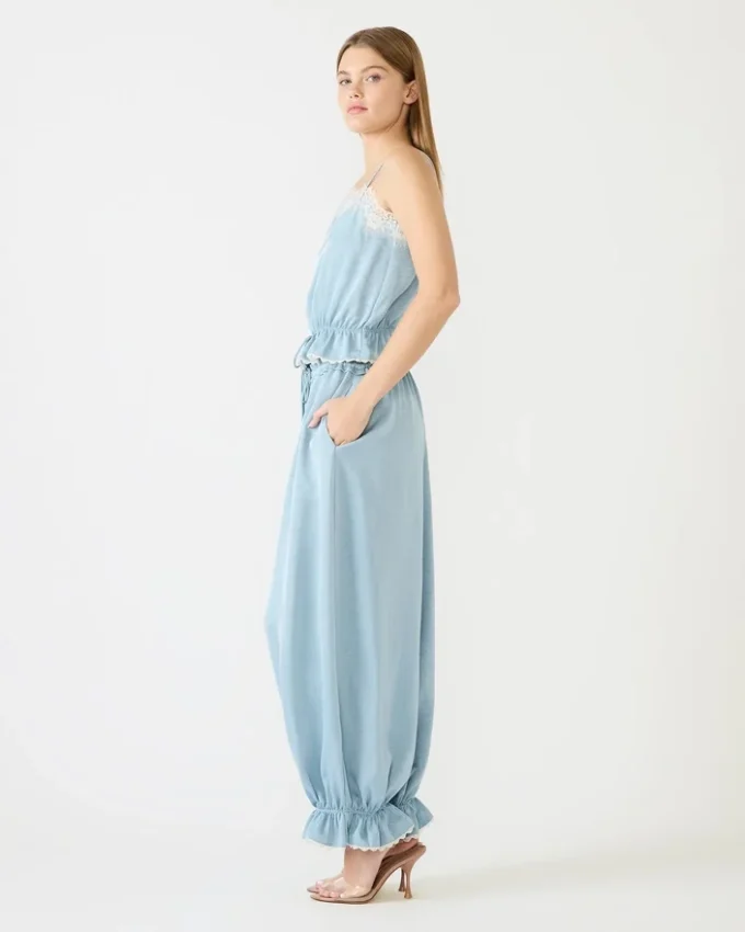 Roan-bukse i støvblått