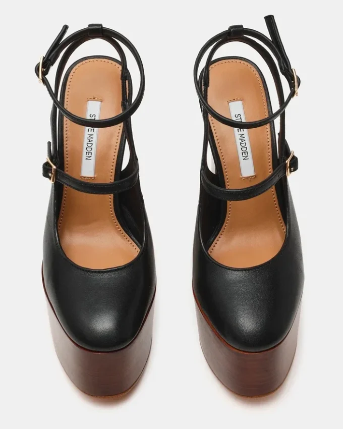 Scotlyn Stacked Black Leather