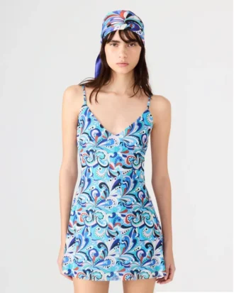 Sheila-kjole i blågrønn paisley