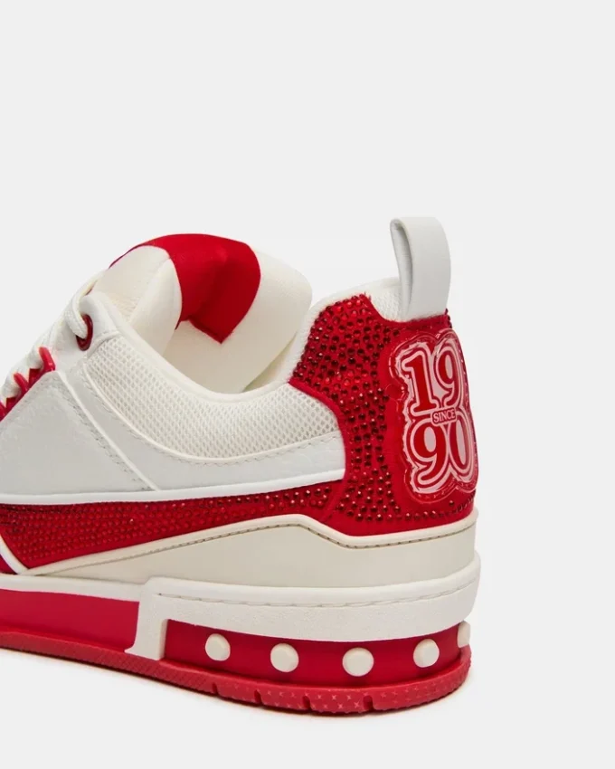 Skater Rød/Hvit Rhinestones