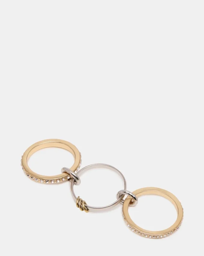 Stacked Rhinestone Ring Gold Multi