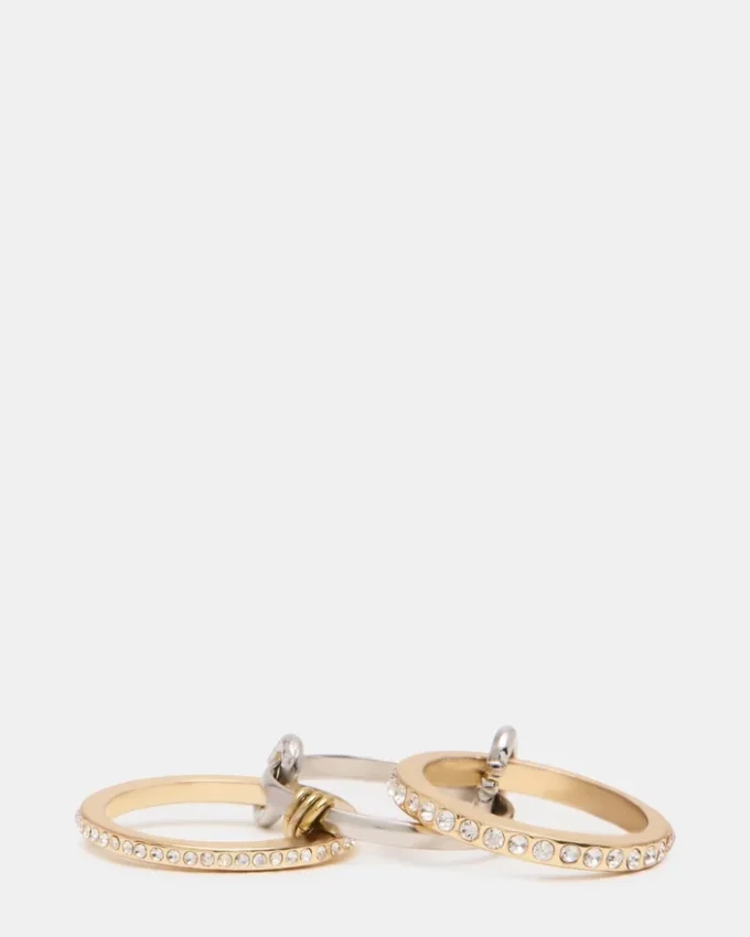 Stacked Rhinestone Ring Gold Multi