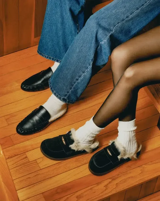 Tobin Faux Fur svart semsket skinn