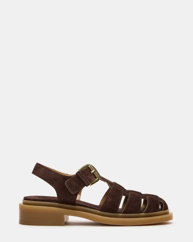 Tope sjokoladebrun semsket skinn