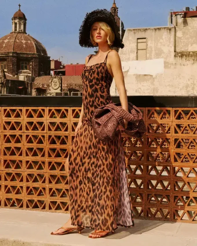 Static Leopard Bikini Cover-Up Natural